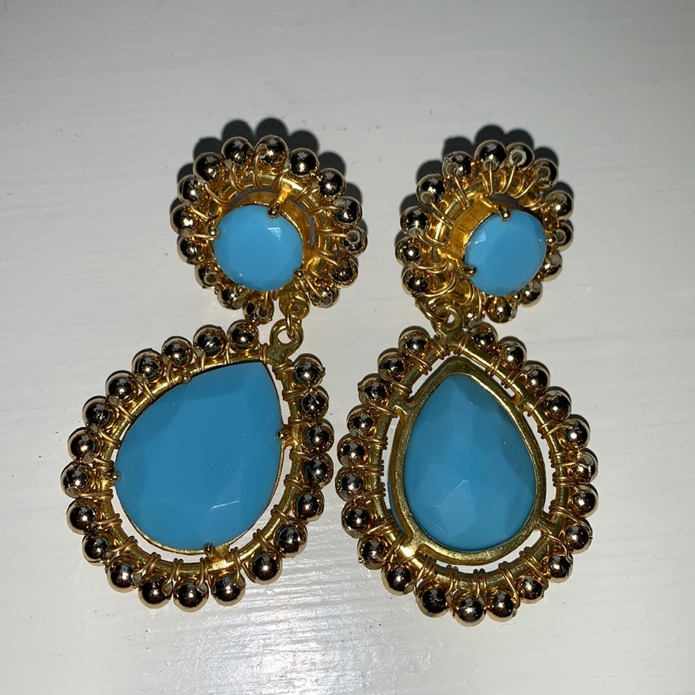 Lisi lerch gold and turquoise statement earring stud